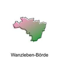 Karte Stadt von wanzleben Grenze, Welt Karte International Vektor Vorlage mit Gliederung Illustration Design