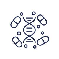 Tabletten und DNA Linie Symbol vektor