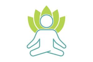 Yoga Fitness Symbol. Meditation Menschen mit Lotus. Symbol verbunden zu gesund Leben. Duo Ton Symbol Stil Design. einfach Vektor Design editierbar