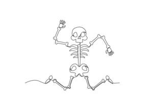 en mänsklig skelett med böjd händer och fötter vektor
