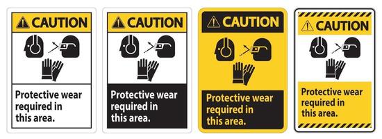 Warnschild Tragen Sie in diesem Bereich eine Schutzausrüstung mit PPE-Symbolen vektor
