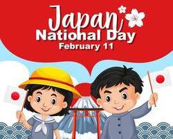japan nationaldag banner med japanska barn seriefigur vektor
