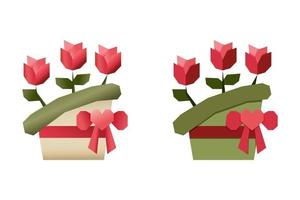 Dies ist ein Set aus Origami-Blumenkorb mit roten Rosen vektor