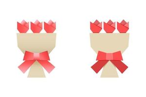Dies ist ein Set von Origami-Blumensträußen mit roten Rosen vektor