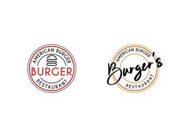 hamburgare emblem för gator mat logotyp design mall. burger årgång stämpel klistermärke vektor