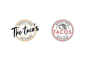 tacos emblem mat logotyp design. mexico tacos logotyp design vektor