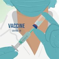 läkare som fyller på en vaccinspruta från en kolv vektor