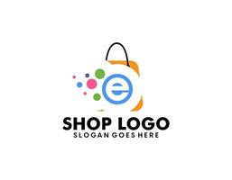 e-handel logotyp mall design, uppkopplad handla logotyp vektor