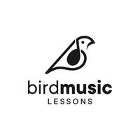 mono linje logotyp kombination av fågel och musikalisk notera. vektor