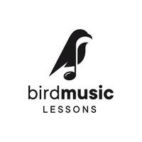 modern Vogel und Musik- Hinweis Kombination Logo vektor