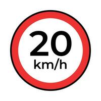 vektor trafik eller väg tecken hastighet begränsa 20, enkel design på vit bakgrund.