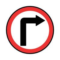 vektor trafik tecken sväng höger, väg tecken. röd design på en vit bakgrund