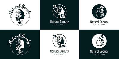 natur skönhet logotyp design samling med unik stil premie vektor