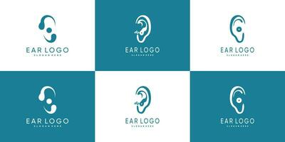 Ohr Logo Design Sammlung mit kreativ Konzept Prämie Vektor
