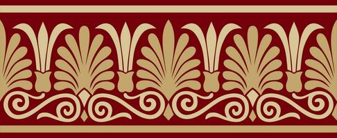 Vektor Gold und rot nahtlos klassisch griechisch Ornament. endlos europäisch Muster. Grenze, Rahmen uralt Griechenland, römisch Reich