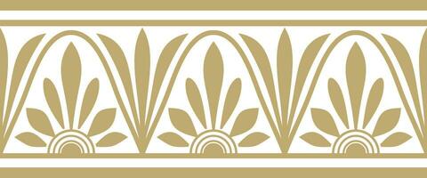 Vektor Gold nahtlos klassisch griechisch Mäander Ornament. Muster von uralt Griechenland. Grenze, Rahmen von das römisch Reich