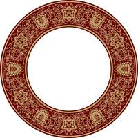 Vektor runden Gold mit rot indisch National Ornament. ethnisch Pflanze Kreis, Grenze. rahmen, Blume Ring. Mohnblumen und Blätter