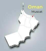 Oman 3d Karte mit Grenzen von Regionen vektor