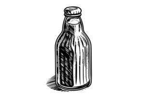 glas flaska av soda. bläck skiss av cola hand dragen årgång vektor illustration