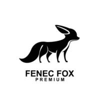 fennec räv logotyp ikon design illustration negativ svart vit vektor