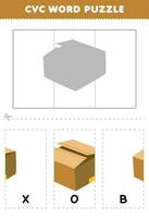 Bildung Spiel zum Kinder zu lernen Lebenslauf Wort durch Komplett das Puzzle von süß Karikatur Box Bild druckbar Arbeitsblatt vektor