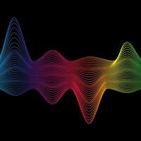 ljud Vinka regnbåge vågig linje gradienter. radio frekvens. abstrakt geometrisk form på en svart bakgrund. vektor illustration