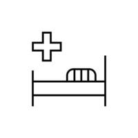 medicinsk korsa över säng för patienter ikon. redigerbar stroke. lämplig för olika typ av design, banderoller, infografik, butiker, butiker, webb webbplatser vektor