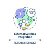 editierbar extern Systeme Integration Symbol Konzept, isoliert Vektor, Unternehmen Ressource Planung dünn Linie Illustration. vektor