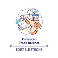 editierbar verbessert Handel Balance Symbol, isoliert Vektor, fremd Direkte Investition dünn Linie Illustration. vektor