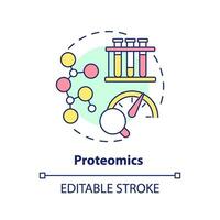 Proteomik Konzept Symbol. geduldig Proteine studieren. Diagnose im Präzision Medizin. technologisch voraus abstrakt Idee dünn Linie Illustration. isoliert Gliederung Zeichnung. editierbar Schlaganfall vektor