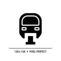 Einschienenbahn Pixel perfekt schwarz Glyphe Symbol. schnell Zug. Flughafen überweisen. Transport System. Mono Schiene. Clever Stadt. Silhouette Symbol auf Weiß Raum. solide Piktogramm. Vektor isoliert Illustration