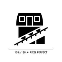 linbana pixel perfekt svart glyf ikon. kabel- järnväg systemet. offentlig transport. urban genomresa. tåg rida. silhuett symbol på vit Plats. fast piktogram. vektor isolerat illustration