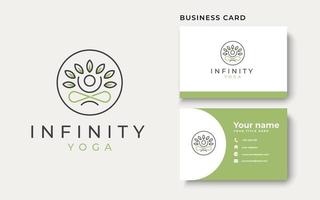 infinity yoga logotyp med blad logotyp mall. vektor illustration