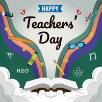 Sozial Medien Vorlage glücklich Lehrer' Tag Hintergrund v2 vektor
