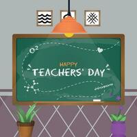 Sozial Medien Vorlage glücklich Lehrer' Tag mit Klassenzimmer Themen Illustration v2 vektor