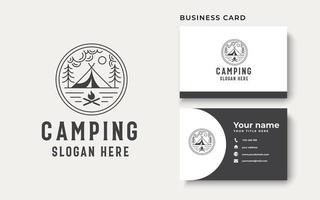 camping lineart badge logotyp mall vektor