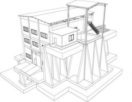 3d illustration av industriell byggnad vektor