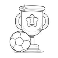 Färbung Buch zum Kinder. golden Trophäe mit Fußball vektor