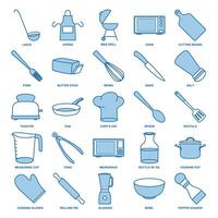 Kochen Symbol Satz, inbegriffen Symbole wie Messer, Schüssel, Mixer und Mehr Symbole Sammlung, Logo isoliert Vektor Illustration