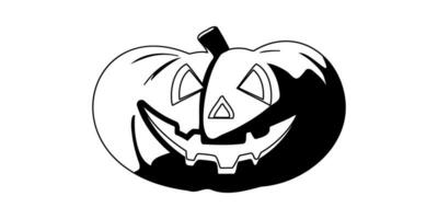 detta är de bild eller symbol den där står för halloween. en verkligen stor pumpa med en verkligen skrämmande ansikte.linjär stil. vektor