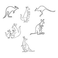 uppsättning av känguru vektor teckning konst,
