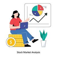 Design-Vektorillustration der Börsenanalyse im flachen Stil. Lagerabbildung vektor
