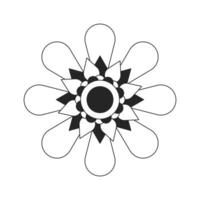 dekorativ trädgård blommor platt svartvit isolerat vektor objekt. kronblad och disk buketter. redigerbar svart och vit linje konst teckning. enkel översikt fläck illustration för webb grafisk design