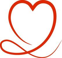 röd hjärta calligraphic skiss stil klotter romantisk valentines dag vektor