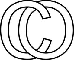 logotyp tecken oc, co ikon tecken interlaced brev c o vektor