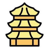 asiatisch Gebäude Symbol Vektor eben