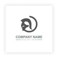 Kämpfer Helm Logo Design zum Kämpfer Logo. grau minimalistisch Design. Zukunft männlich Kämpfer Logo. Konzept Symbol Vektor Illustration auf Weiß Hintergrund