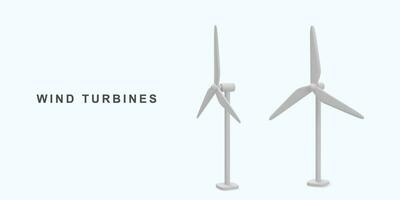 3d realistisch Wind Turbinen. Grün Energie. sauber Energie. Vektor Illustration.