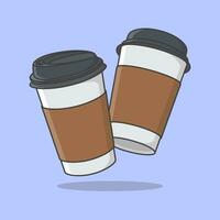 Einweg Kaffee Tasse Karikatur Vektor Illustration. Kaffee Tasse eben Symbol Gliederung