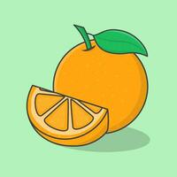 frisch Orange Obst Karikatur Vektor Illustration. Scheibe und ganze von saftig Orange eben Symbol Gliederung